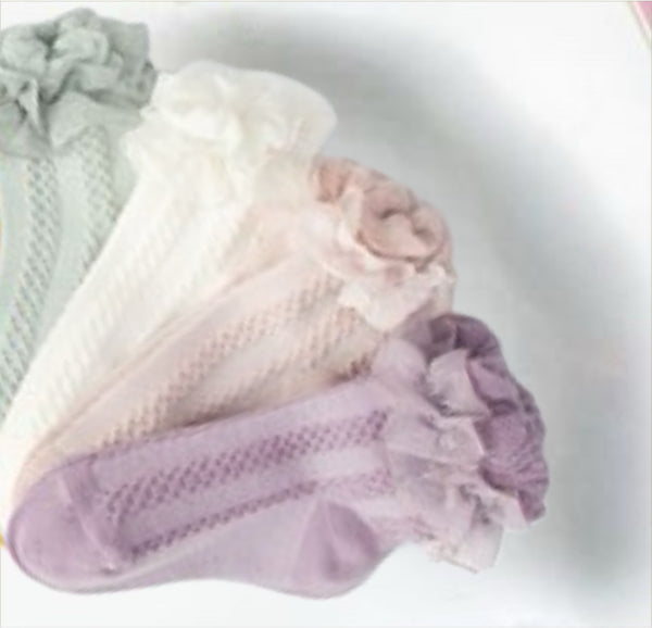 🌸Link organza lace Short Socks - 4 Pairs