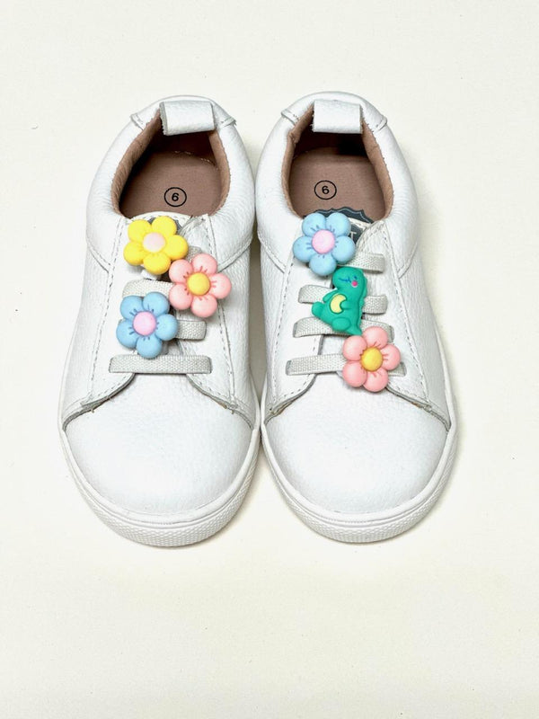 Flower + Dino Shoe Clips - set of 6