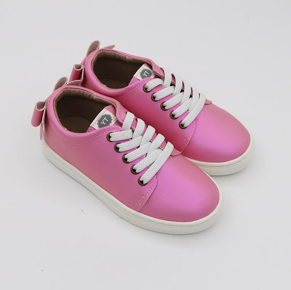 Bow Low Top Sneakers - Pearly Pink