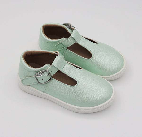 Soho Sneaker T-Straps - Metallic Mint