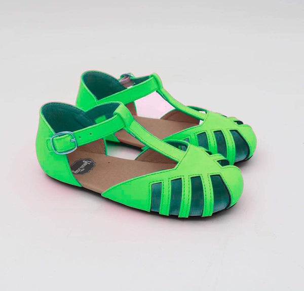 PRE-ORDER Gray Cutout Shoes - Neon Green