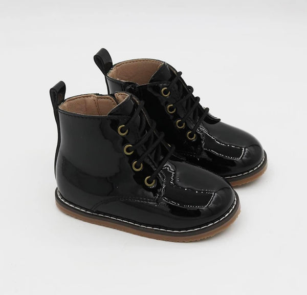 Combat Boots - Patent Leather - Black