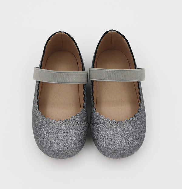 Taila's Mary Jane Elastic Band - Grey Soft Glitter