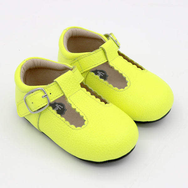 PRE-ORDER Scalloped T-Strap - Neon Yellow