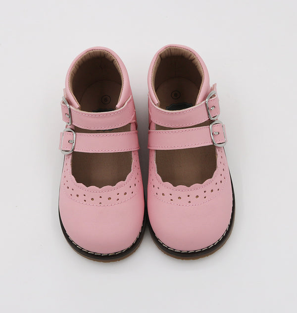 Double Velcro Strap Mary Janes - Pink