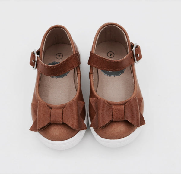 PRE-Order Chelsea Sneaker Mary Jane with Bow - Distressed Brown
