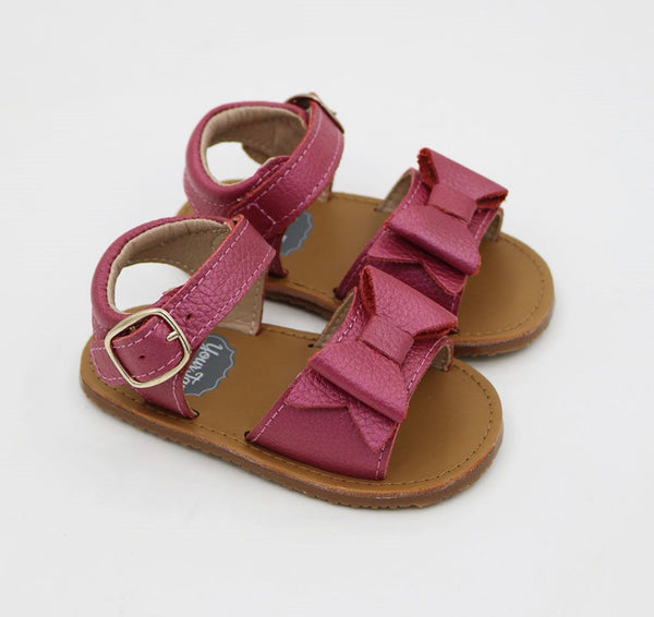 ELLIE Bow Sandals - Light Metallic Pink