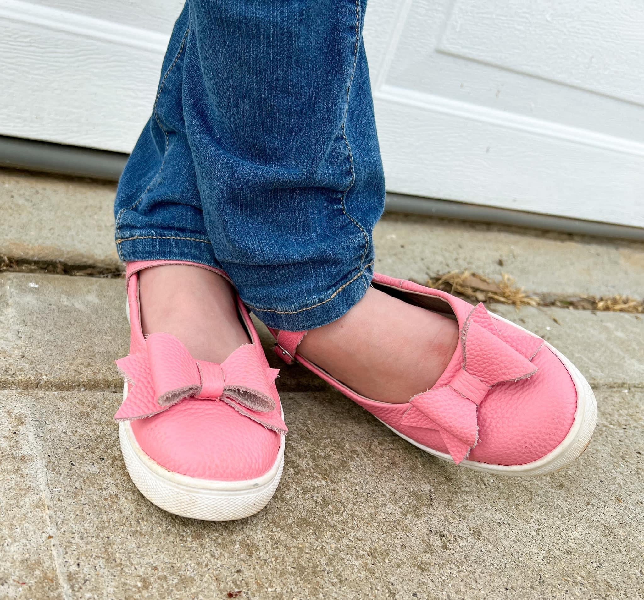 Chelsea ~ Bow Sneaker sole Mary Janes - Dusty Rose Leather