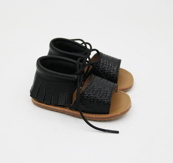 KRISSY Fringe Sandals - Black
