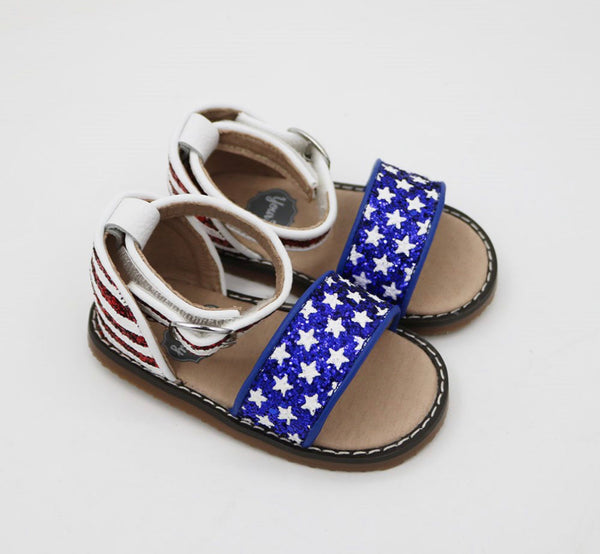 Aurora Glitter Stars and Stripes Open Toe Sandals