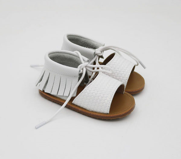 KRISSY Fringe Sandals - White