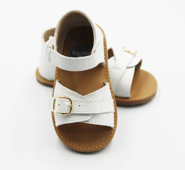 Harper Buckle Sandals - White