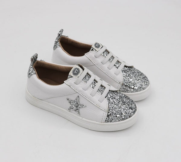 Low Top Sneakers - White / Glitter Star