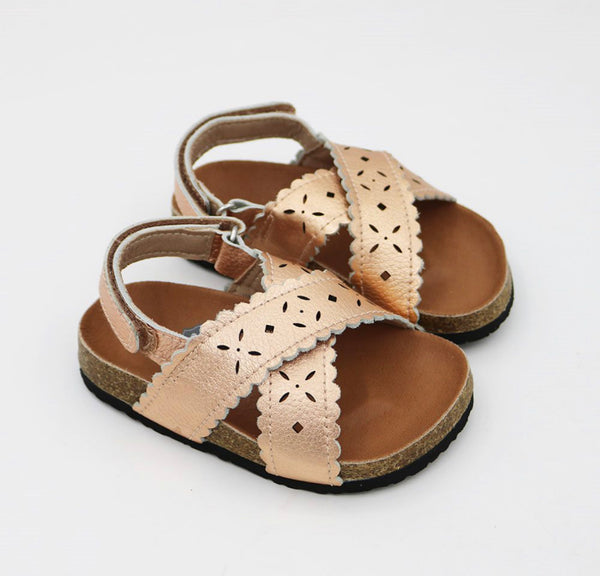 Manhattan Footbed Sandals - Rose Gold